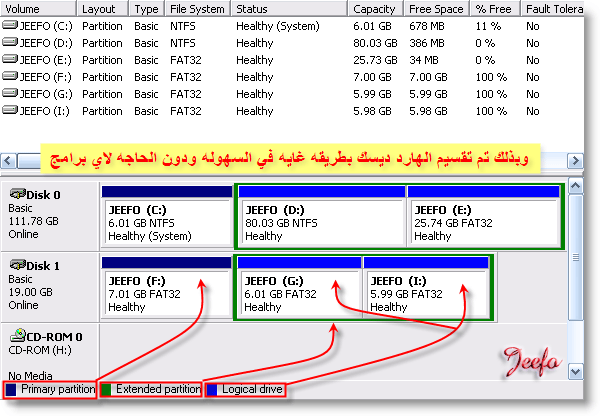 طريقة تقسيم الهارد - معلومات عن التكنولوجيا 7011 1