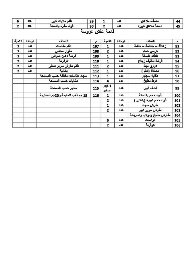 قائمة منقولات زوجية - اغراض المناسبات 6193 10