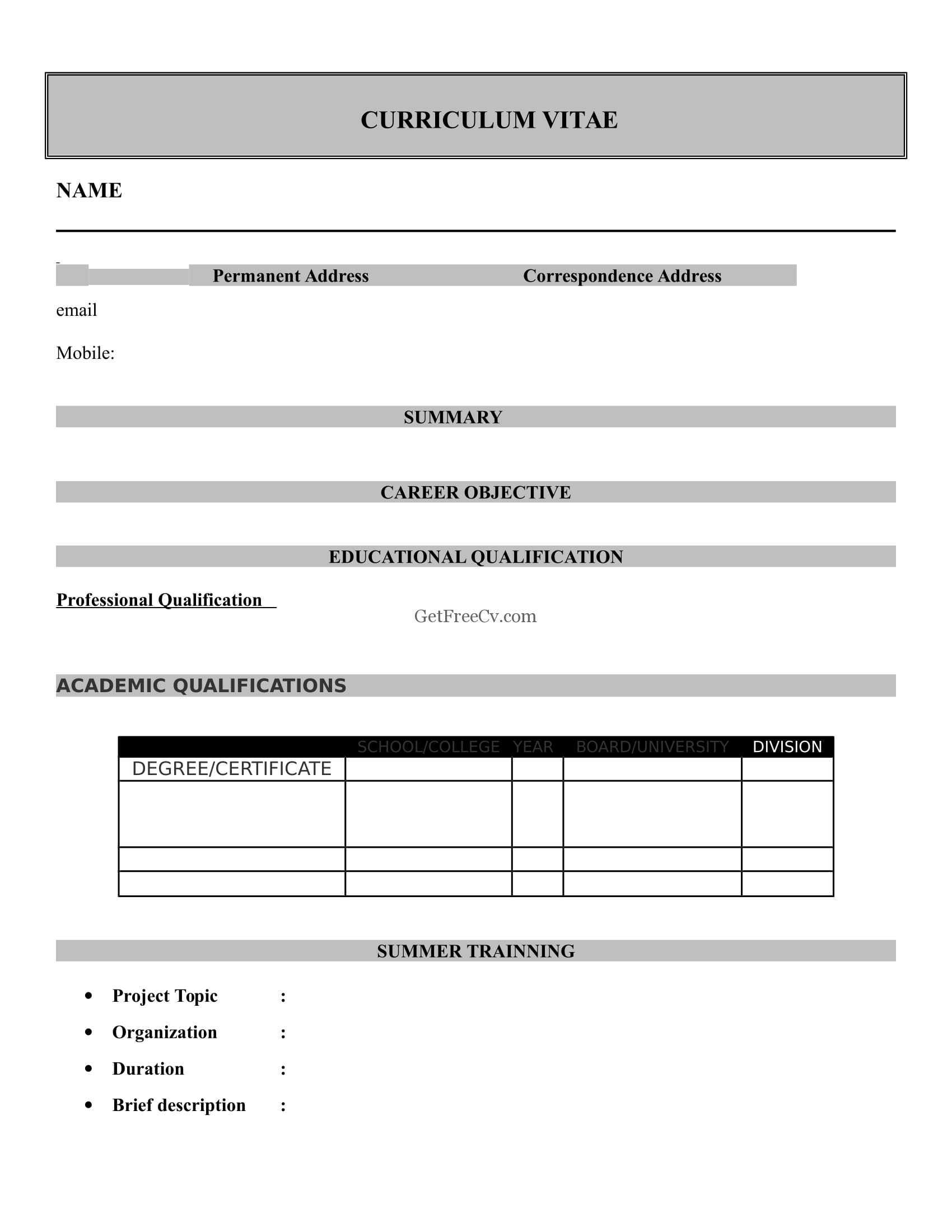 نماذج لل Cv - سيرة ذاتية للتقدم للوظيفة 6641